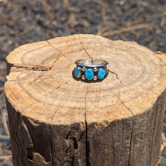 Navajo Turquoise Ring Native American Sterling Handmade Jewelry Sz 10.25US*** - Picture 3 of 8